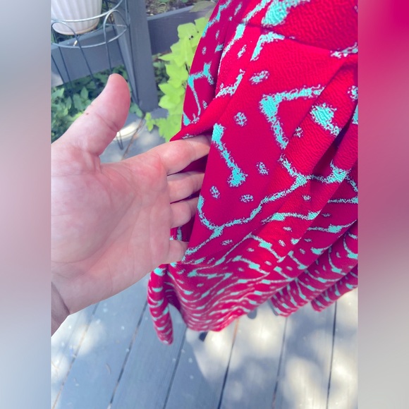 Lularoe Amelia Dress Size Large L Dark Pink Aqua Teal - Picture 5 of 7